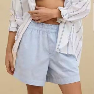 Aerie Good Day Light Blue Striped High Waist Shorts Medium